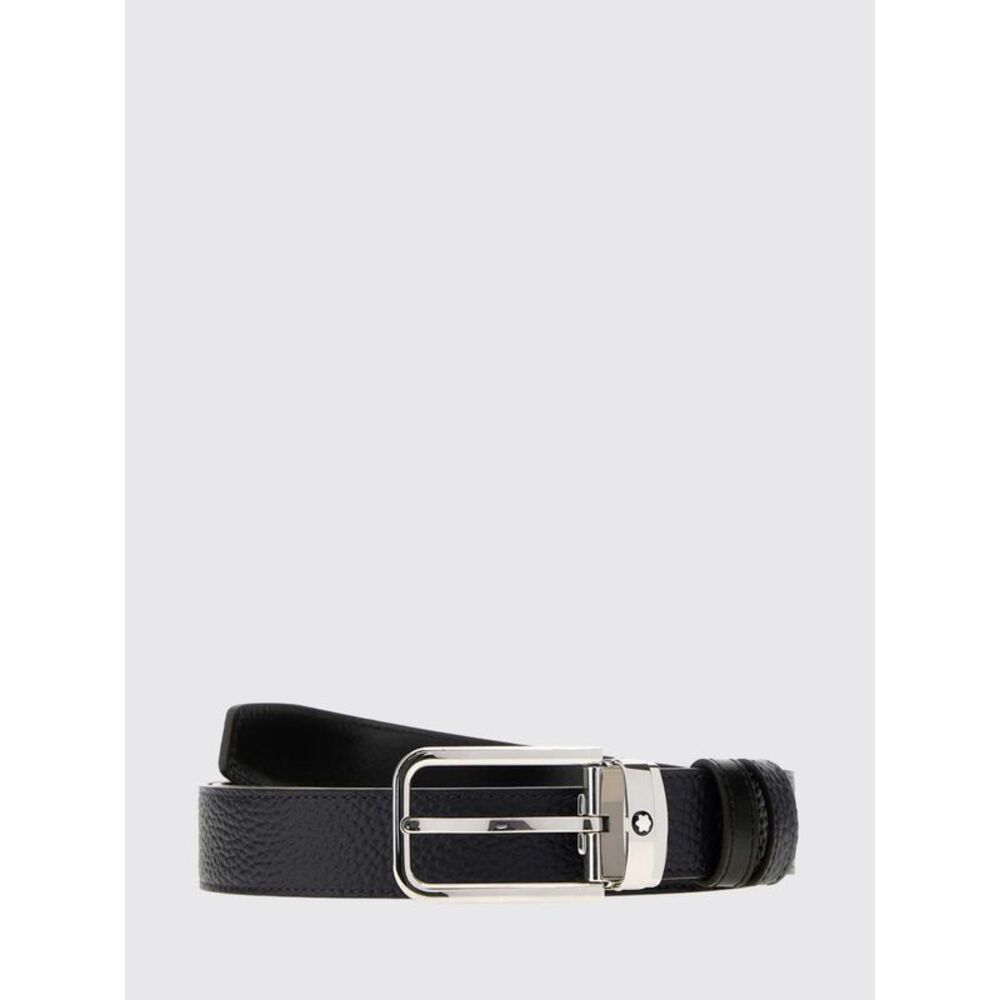 Montblanc Men 3 Cm Adjustable Blue Leather Belt With Pin Buckle Montblanc